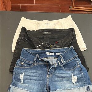 YMI Women's Jean Shorts - Blue, Black, White